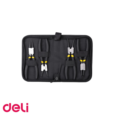 Bricolaj - Trusa 4 clesti cu varf subtire Deli, 7 inch, design curbat, pentru lucrari de precizie
