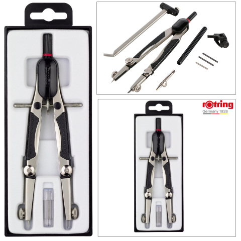Trusa Compas Compact Rotring cu Mecanism Dublu-Articulat, pentru Desen Tehnic si Arhitectura, Brate de 170mm cu Grip [3]