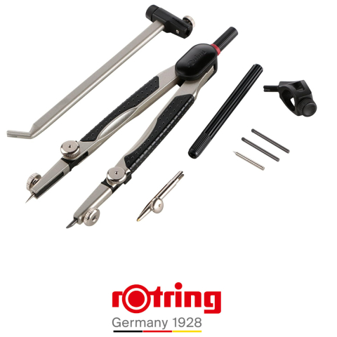 Trusa Compas Compact Rotring cu Mecanism Dublu-Articulat, pentru Desen Tehnic si Arhitectura, Brate de 170mm cu Grip [1]