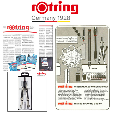 Trusa Compas Compact Rotring cu Mecanism Dublu-Articulat, pentru Desen Tehnic si Arhitectura, Brate de 170mm cu Grip [4]
