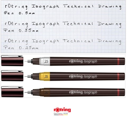 Trusa Isograph College Rotring pentru Desen Tehnic, Set Profesional cu 3 Stilouri, Creion si Accesorii [2]