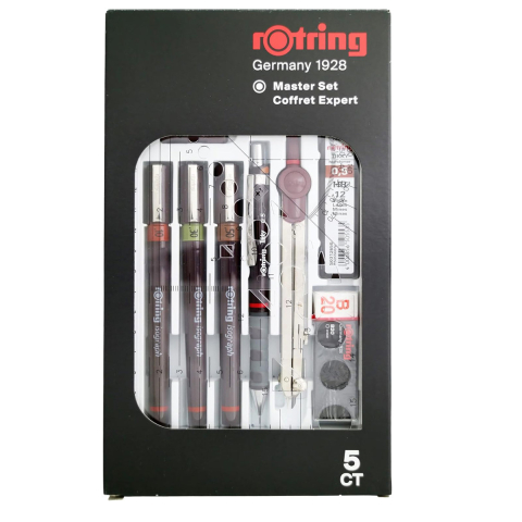 Trusa Isograph Master Rotring pentru Desen Tehnic Avansat, Set Superior cu 3 Stilouri, Compas si Accesorii Complete [4]