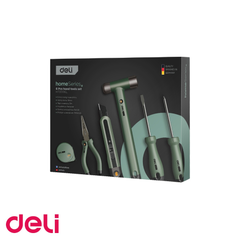 Seturi de scule si truse - Trusa scule 6 piese Deli Home Series, otel carbon, maner cauciucat, pentru uz casnic