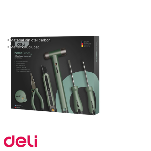 Trusa scule 6 piese Deli Home Series, otel carbon, maner cauciucat, pentru uz casnic [2]