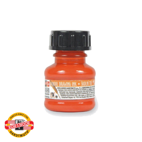 Birotica papetarie - Tus de desen Koh-I-Noor, culoare orange, 20g, cerneala indiana pe baza de apa, pentru desen tehnic si grafica