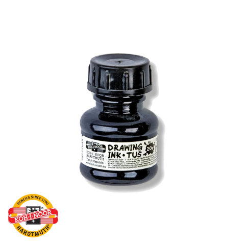 Birotica papetarie - Tus de desen negru Koh-I-Noor, 20g, pe baza de apa, pentru desen tehnic si grafica