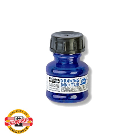 Birotica papetarie - Tus desen albastru Koh-I-Noor, cerneala indiana pe baza de apa, 20g, pentru desen tehnic si grafica