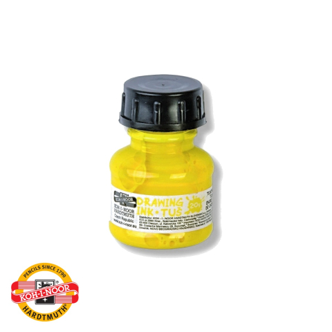 Birotica papetarie - Tus desen galben Koh-I-Noor, cerneala indiana pe baza de apa, 20g, pentru grafica si desen tehnic