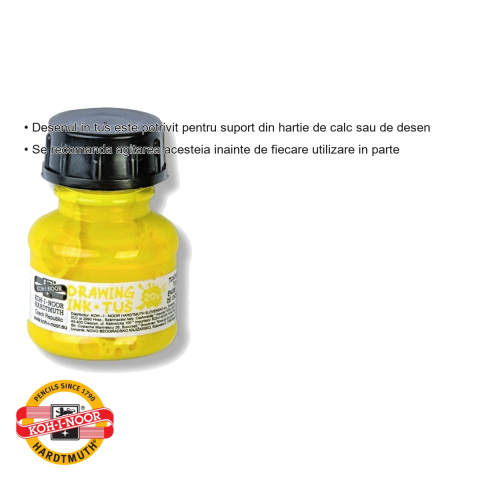 Tus desen galben Koh-I-Noor, cerneala indiana pe baza de apa, 20g, pentru grafica si desen tehnic [2]