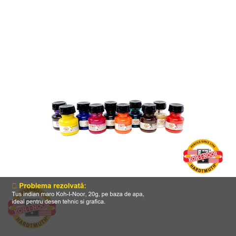 Tus desen maro Koh-I-Noor, cerneala indiana pe baza de apa, 20g, pentru grafica si desen tehnic [3]