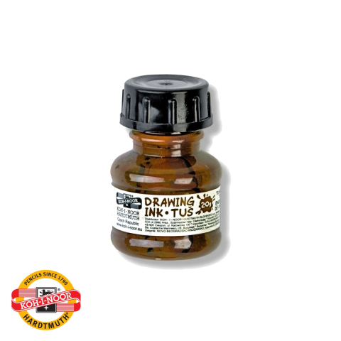 Birotica papetarie - Tus desen maro Koh-I-Noor, cerneala indiana pe baza de apa, 20g, pentru grafica si desen tehnic