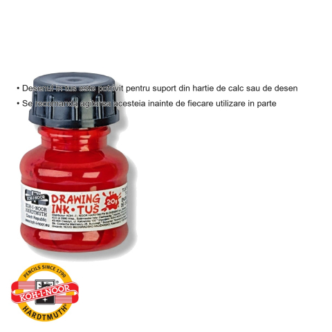 Tus desen rosu Koh-I-Noor, pe baza de apa, 20g, pentru desen tehnic si grafica [2]