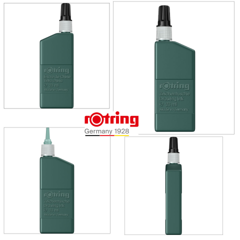 Tus pentru Desen Tehnic Rotring 23ml Verde cu Picurator, Permanent si Rezistent, pentru Grafica, Planse si Notatii [3]