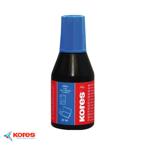Stampile si accesorii - Tus pentru stampile Kores, albastru, 28 ml, rezistent UV, cu aplicator inclus