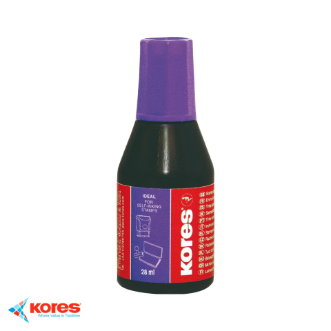 Stampile si accesorii - Tus pentru stampile Kores, violet, 28 ml, rezistent UV, cu aplicator inclus