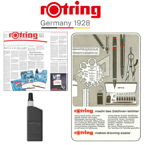 Tus Rotring pentru Desen Tehnic 23ml Negru cu Picurator, Permanent si Rezistent, pentru Grafica si Planse [4]