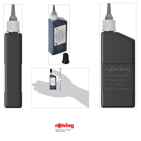 Tus Rotring pentru Desen Tehnic 23ml Negru cu Picurator, Permanent si Rezistent, pentru Grafica si Planse [3]