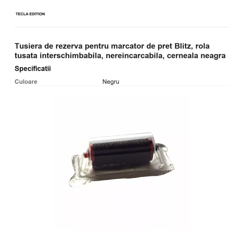 Tusiera de rezerva pentru marcator de pret Blitz, rola tusata interschimbabila, nereincarcabila, cerneala neagra [2]