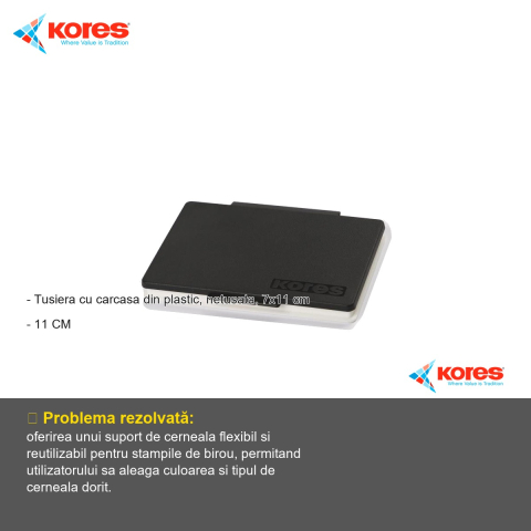 Tusiera plastic netusata Kores, 7x11 cm, pentru stampile si aplicatii cu cerneala [1]