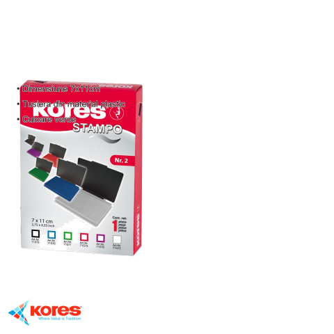 Tusiera plastic verde Kores, 7x11 cm, pentru stampile si aplicare cerneala [2]