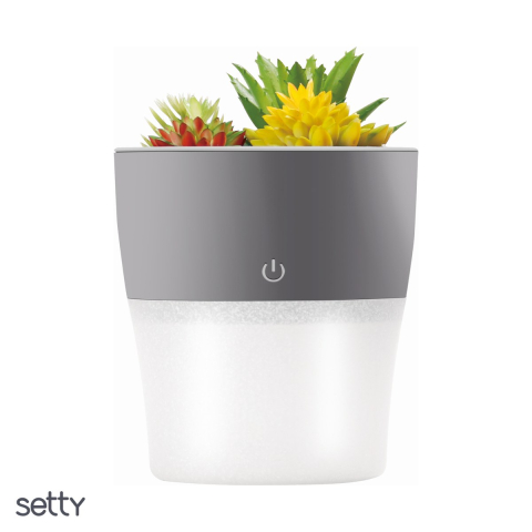 Umidificatoare - Umidificator Setty NP-18, 150ml, design ghiveci cu flori de piatra, 5V, USB-C, gri