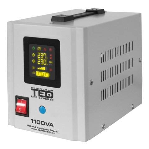 Sisteme UPS - UPS Centrala Termica 1100VA 700W Runtime Extins • Sinus Pur • 2xSchuko • LCD • Baterie Externa • Komplet6 Protectie • TED Electric TED000323