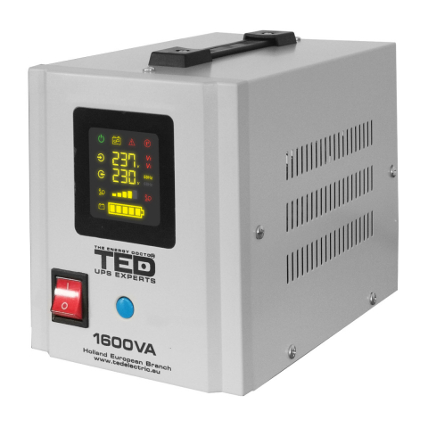 Sisteme UPS - UPS Centrala Termica 1600VA 1050W Runtime Extins • Sinus Pur • 2xSchuko • LCD • 2xBaterii Externe • Komplet6 Protectie • TED Electric TED000330