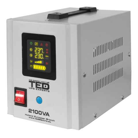 Sisteme UPS - UPS Centrala Termica 2100VA 1400W Runtime Extins • Sinus Pur • 2xSchuko • LCD • 2xBaterii Externe • Komplet6 Protectie • TED Electric TED000347