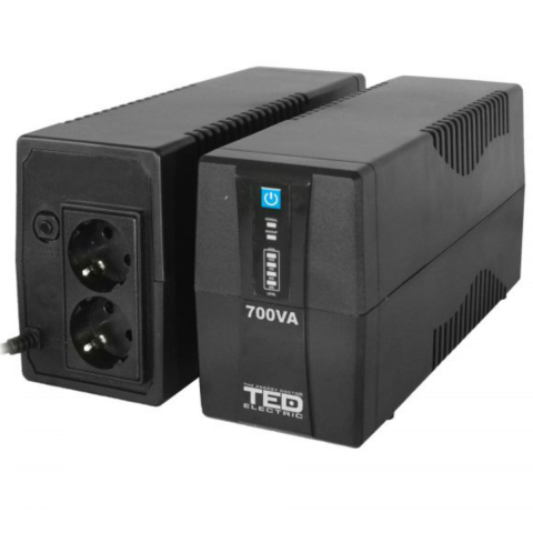 UPS Line Interactive 700VA 400W • 2xSchuko • Komplet6 Protectie • LED Display • Baterie Inclusa • TED Electric TED003966 [1]