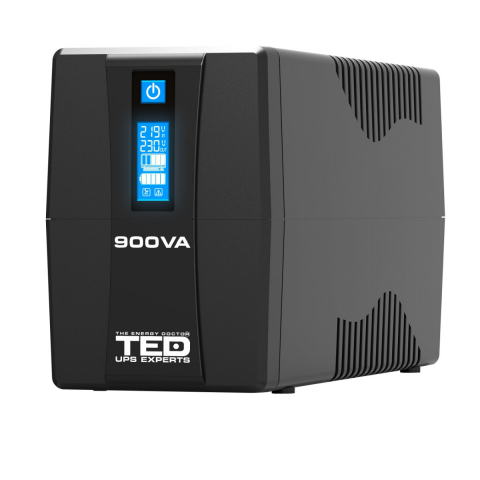 Sisteme UPS - UPS Line Interactive 900VA 500W LCD 2 Iesiri Schuko Management USB AVR pentru PC & Electronice Casnice TED Electric TED003942