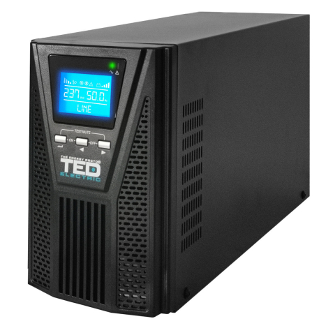 Sisteme UPS - UPS Online 2000VA 1800W Dubla Conversie Sinus Pur LCD 3 Iesiri Schuko Management Remote pentru Servere & Echipamente Industriale TED Electric TED003980