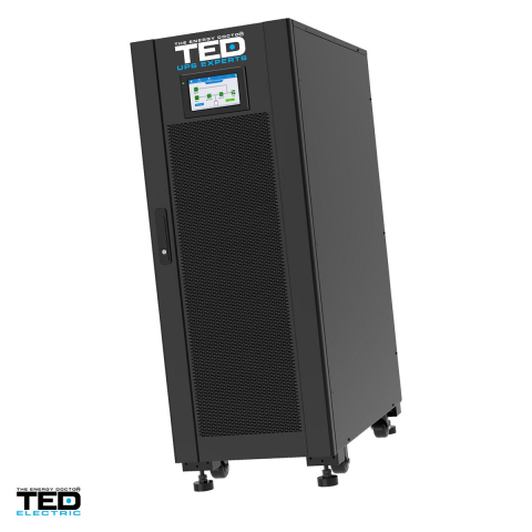 UPS online dubla conversie trifazat 3/3 TED Electric TED004727, 100 kVA / 100 kW, intrare si iesire pe regleta (bloc terminal), afisaj LCD, management USB, pe roti, FARA ACUMULATORI [0]