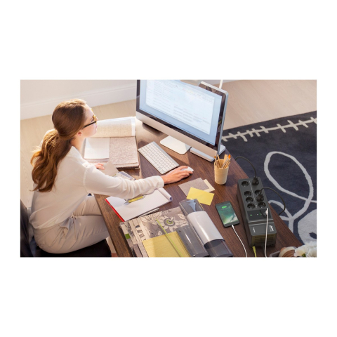 UPS standby APC Back-UPS 850VA, 520 W, 8 prize Schuko din care 6 pe baterie, porturi de incarcare USB-A si USB-C, port USB de comunicare, montare pe podea sau perete, negru, BE850G2-GR [4]