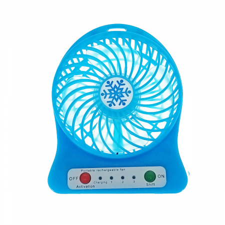 Ventilare aer - Ventilator de birou cu acumulator 18650 incorporat, lungime de 14cm, cablu de alimentare microUSB, 13313, albastru