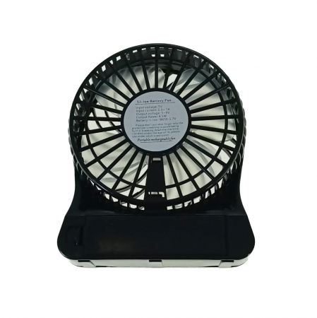 Ventilator de birou cu acumulator 18650 incorporat, lungime de 14cm, cablu de alimentare microUSB, 13313, negru [2]