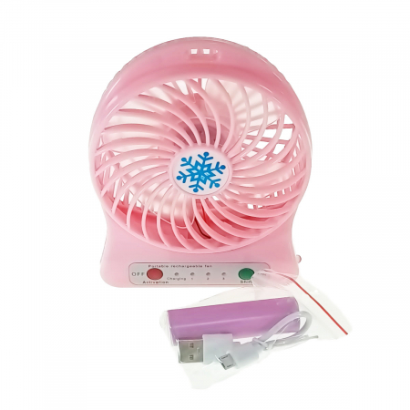 Ventilator de birou cu acumulator 18650 incorporat, lungime de 14cm, cablu de alimentare microUSB, 13313, roz [2]