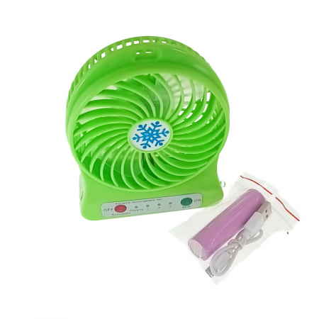 Ventilator de birou cu acumulator 18650 incorporat, lungime de 14cm, cablu de alimentare microUSB, 13313, verde [2]