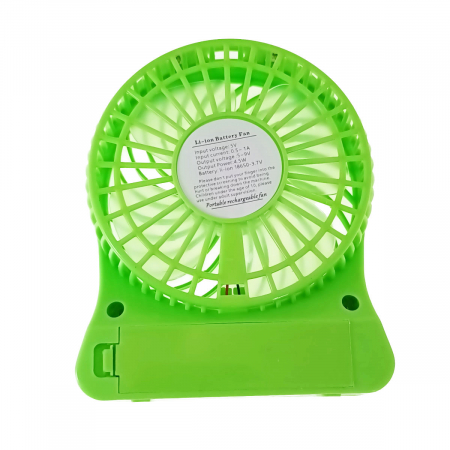 Ventilator de birou cu acumulator 18650 incorporat, lungime de 14cm, cablu de alimentare microUSB, 13313, verde [1]
