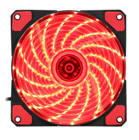 Ventilatoare PC - Ventilator PC, Gembird Huracan 100R, 120 x 120 x 25 mm, 15 Led rosii, 3p + 4p, 1100 rpm, 12V