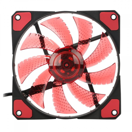 Ventilator PC, Gembird Huracan 100R, 120 x 120 x 25 mm, 15 Led rosii, 3p + 4p, 1100 rpm, 12V [1]