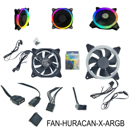 Ventilator PC, Gembird Huracan X-ARGB, 120 x 120 x 25 mm, 16 LED RGB, conectori ARGB mama si tata, 1100 rpm, 5V [5]