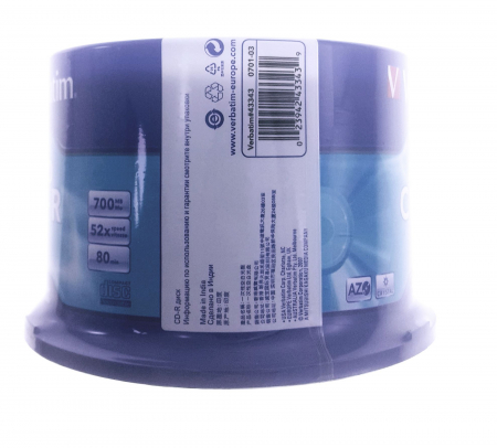 Verbatim - CD-R Verbatim AZO CRYSTAL [43343] , 700Mb , 80 min , 52X , Cake Box , 50 buc / pret/set [2]