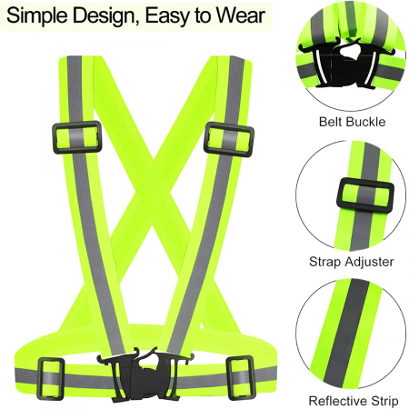 Vesta reflectorizanta cu bretele reglabile, Xtreme XL 12071, pentru vizibilitate, verde fluorescent [3]
