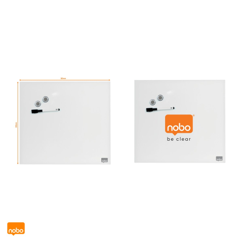 Whiteboard magnetic din sticla Nobo Diamond, sticla securizata, instrument de scris si magneti inclusi, 30x30 cm, alb [4]