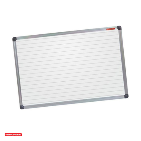 Table de conferinta - Whiteboard magnetic liniat Memoboards, suprafata din otel, rama si tavita din aluminiu anodizat, kit de montaj inclus, 100x150 cm, alb