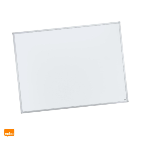 Table de conferinta - Whiteboard magnetic Nobo Essentials, suprafata din otel, rama din aluminiu de 12 mm, tavita pentru accesorii, 150x100 cm, alb