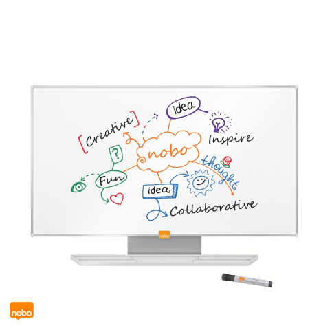 Whiteboard magnetic Nobo Nano Clean Widescreen 32 inch, suprafata din otel, montaj ascuns InvisaMount, tavita si marker incluse, 721x411 mm, alb [4]