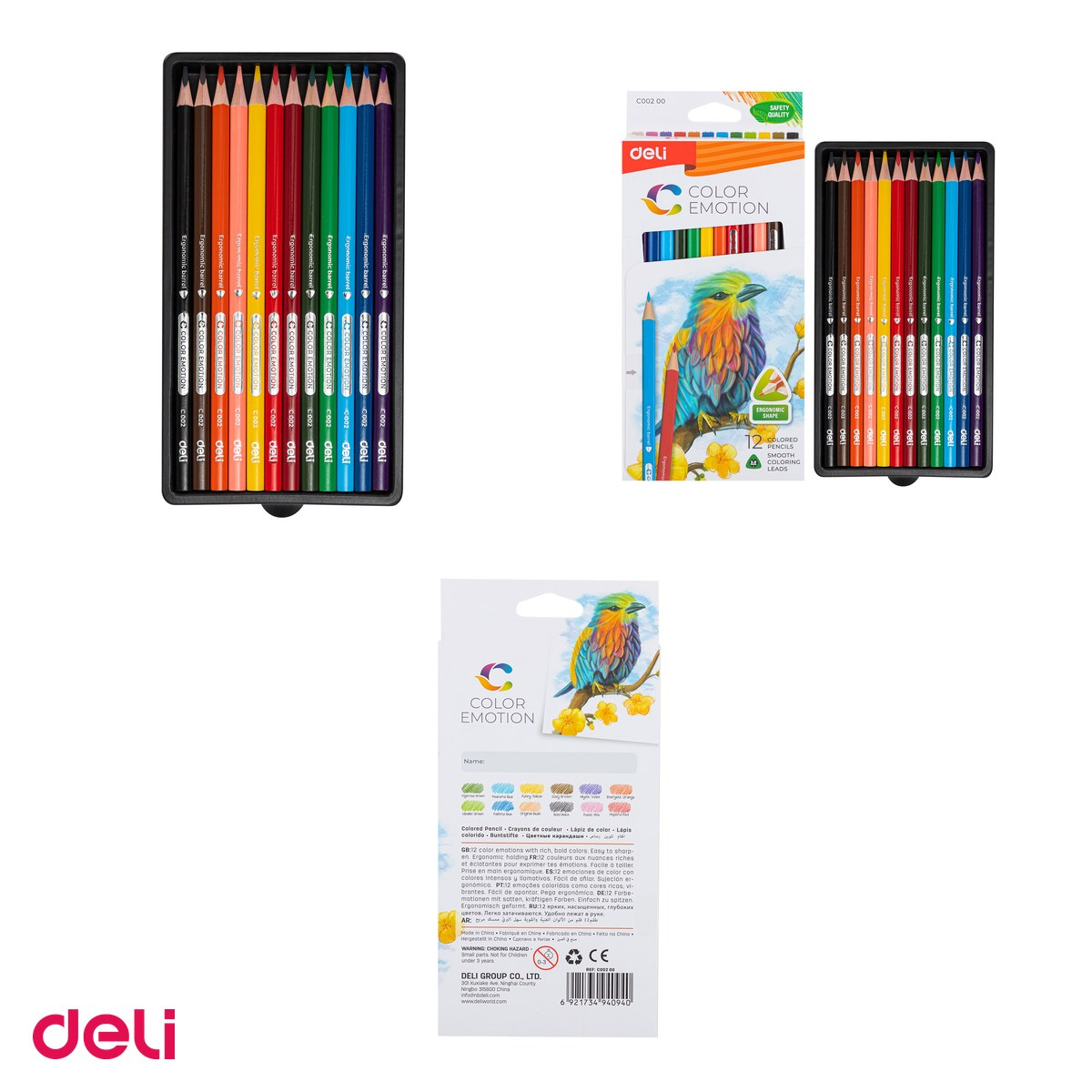 Creion colorat Deli Color Emotion, cu varf triunghiulare, creioane 12 culori [4]