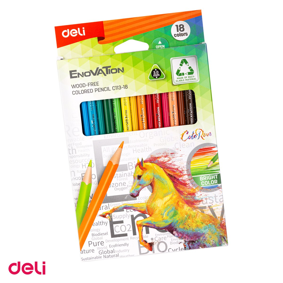 Creion colorat Deli, din plastic, cu varf triunghiulare, creioane 18 culori [1]