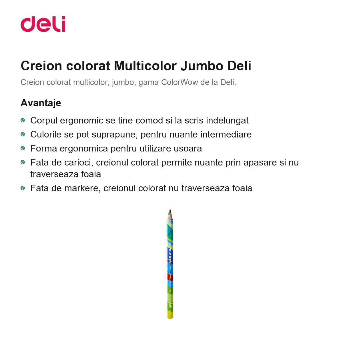 Creion colorat Multicolor Jumbo Deli [2]